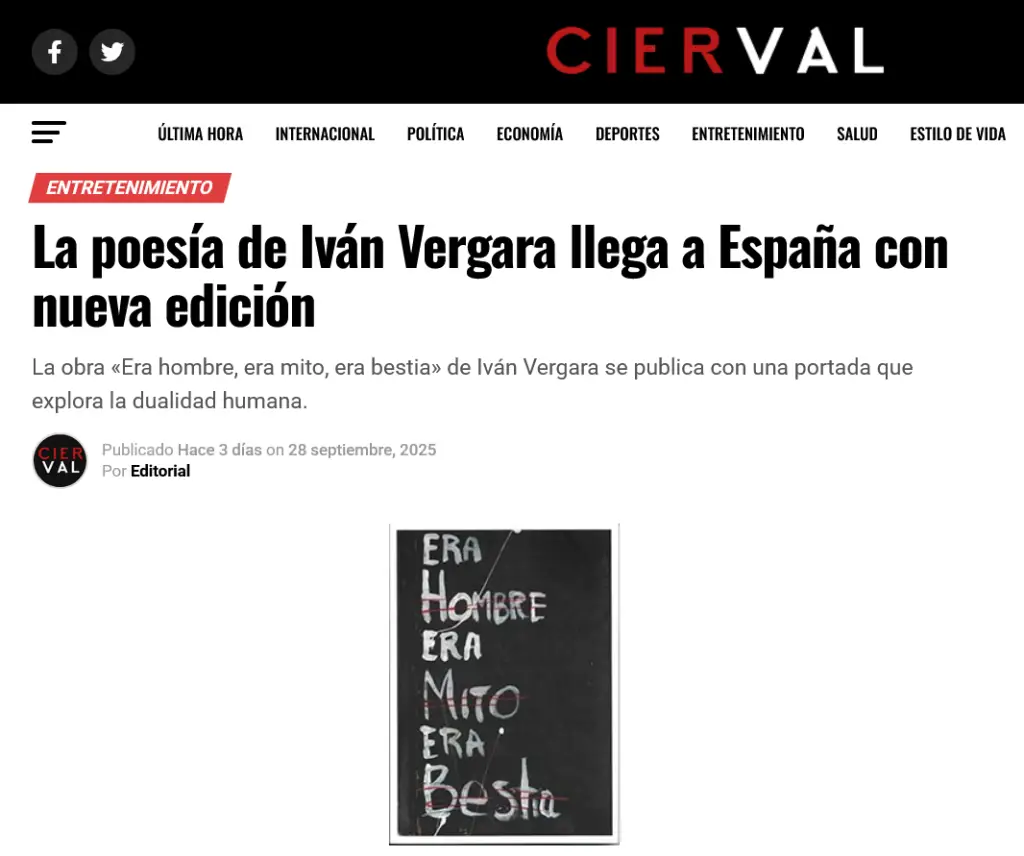 La poesía de Iván Vergara llega a España con nueva edición