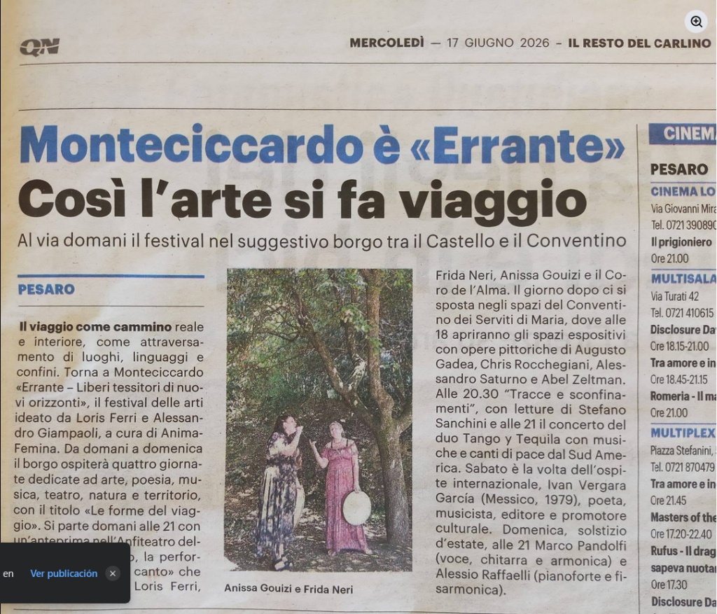 Italia: Pesar #FestivalErrante y Florencia. Traducciones y taller. Aparecerá el aspirante a mariachi.